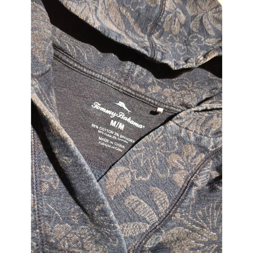 Tommy Bahama Women Medium Sweater All Over Print Floral Hooded V-Neck Navy Blue - Picture 4 of 5